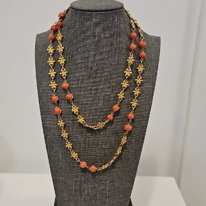Elegant Gold and Coral Necklace